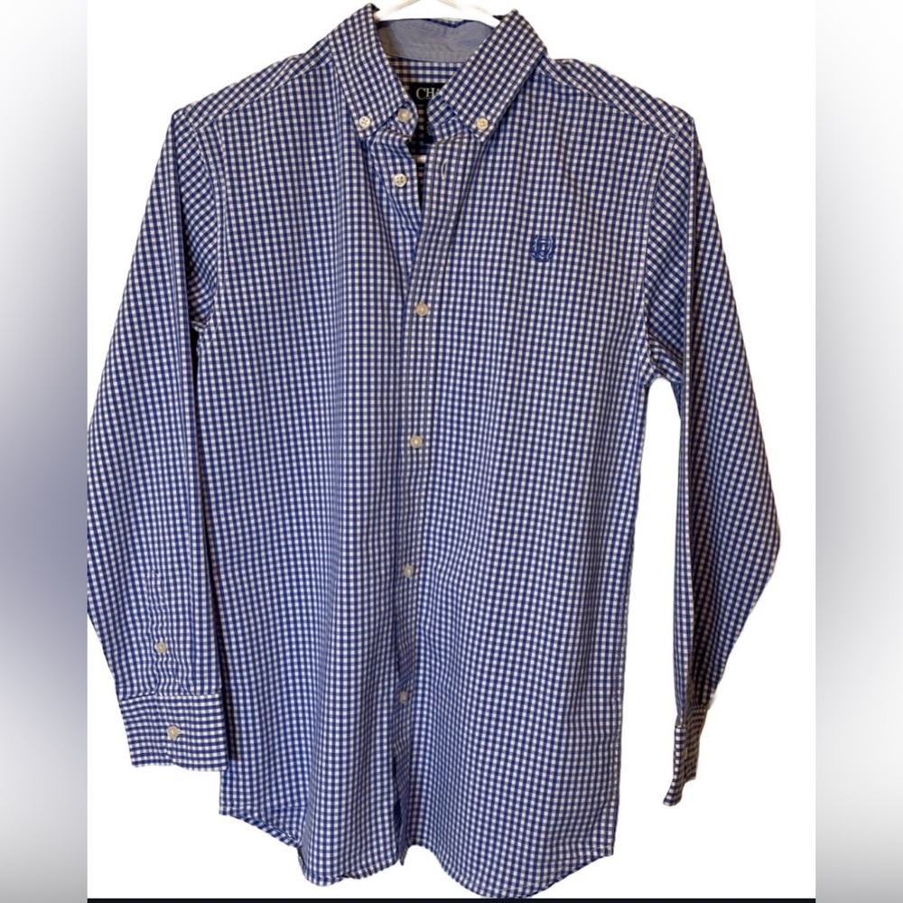 Chaps- Boy’s Button Down Blue Checkered Shirt (Size L)